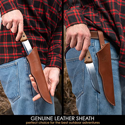 Beavercraft Bushcraft Knife Bsh1 Fixed Blade Knife With Sheath Full Tang Knife Carbon Steel – Knife Scandi Grind – Bushcraft Tools & Bushcraft Knives, Bush Knife With Leather Sheath #TOP4