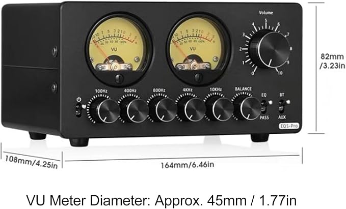 Ecualizador preamplificador 5 bandas con VU meter miniatura 8