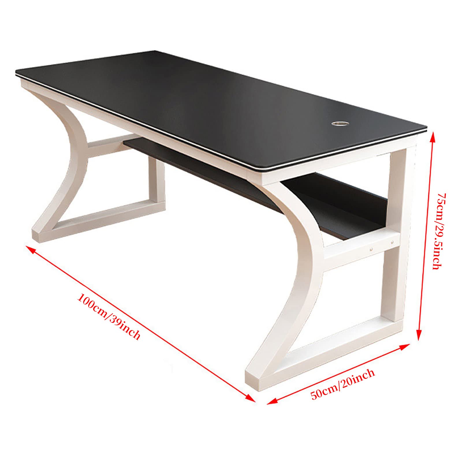 Biurko komputerowe do domowego biura, stół do nauki, nowoczesny i prosty styl na laptopa, z półkami do przechowywania (99 cm, czarny)