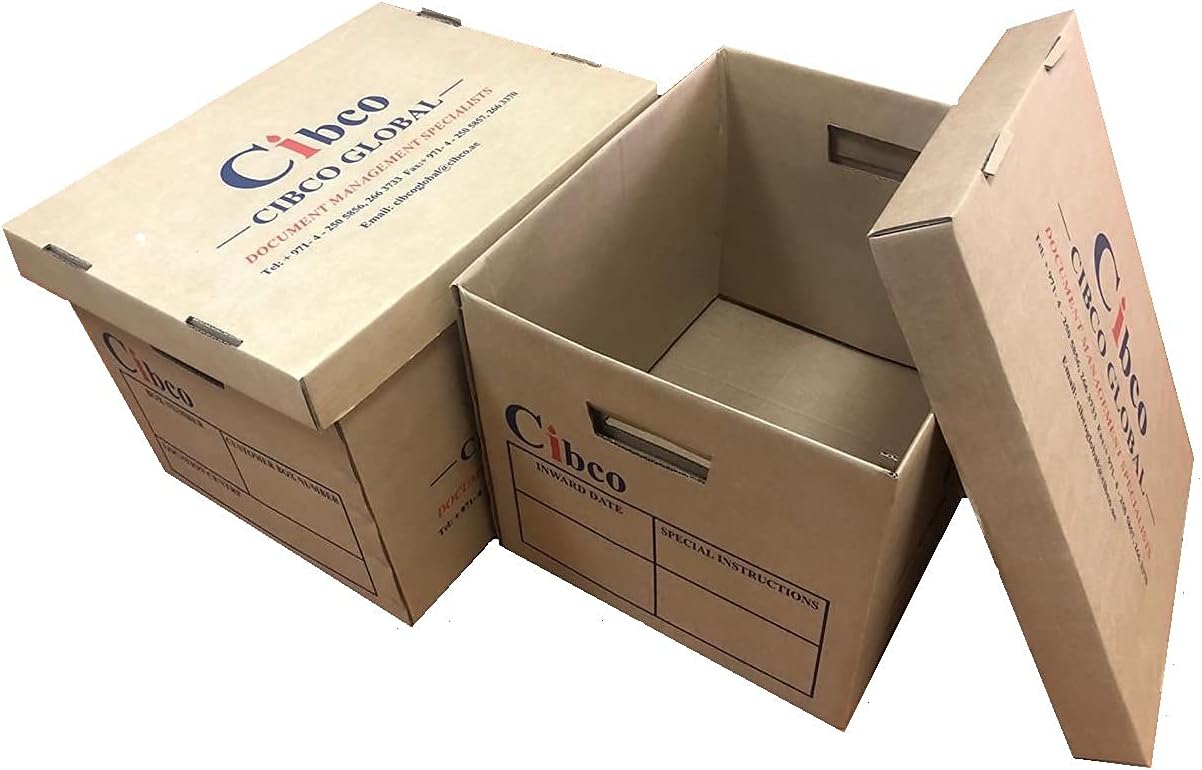 Pack of 4 Boxes - A4 File Storage Box/Document Storage Box/Archive Box/Shipping Box/Storage Box/Multi Purpose Box/Box With Lid