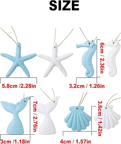 Miniatura 2 de 40 adornos colgantes de resina con temática oceánica para fiestas de verano, playa, boda, árbol de Navidad, decoración del hogar y proyectos de
