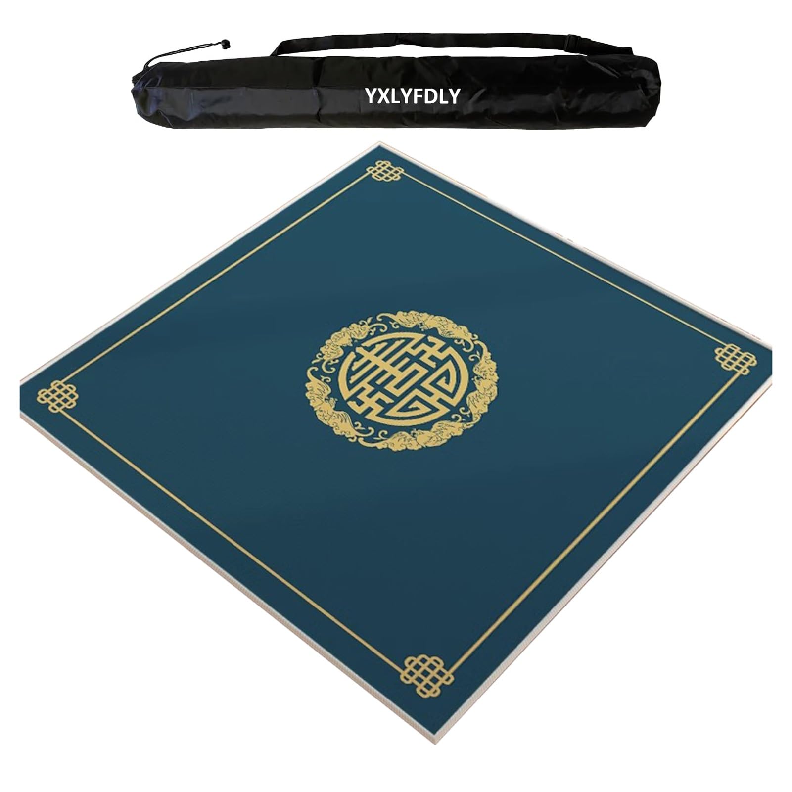 Tapete grande de Mahjong con bolsa de transporte negra, antideslizante y resistente al desgaste, mantel de mesa para Mahjong, Paigow, Poker, cartas y juegos de mesa (90 cm)