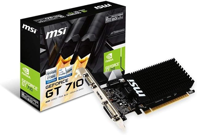 MSI GeForce GT 710 2GD3H LP Graphics Card '2GB DDR3, 954MHz, Low Profile, Low Consumption, VGA, DVI-D, HDMI, HTPC, Silent Passive Fanless Cooling System'