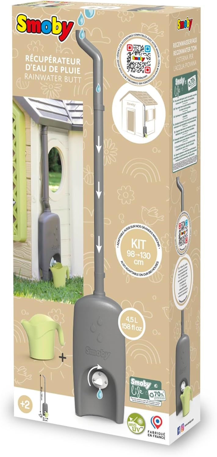 Smoby 7600810924 - Water Collector - Gutter, Canister, Faucet, Watering Can - For Children from 2 Years - Recycled Material