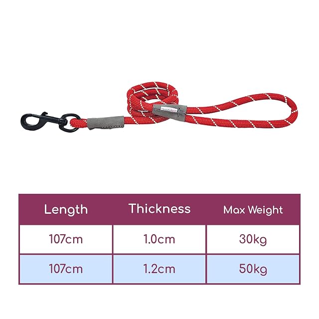 Foto 6 de 6 de HugglePets Reflective Rope Lead Red 107 x 1.0cm