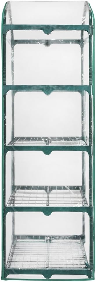 Palm Springs 4 -Tier Mini Greenhouse with Cover and Roll-up Zipper Door