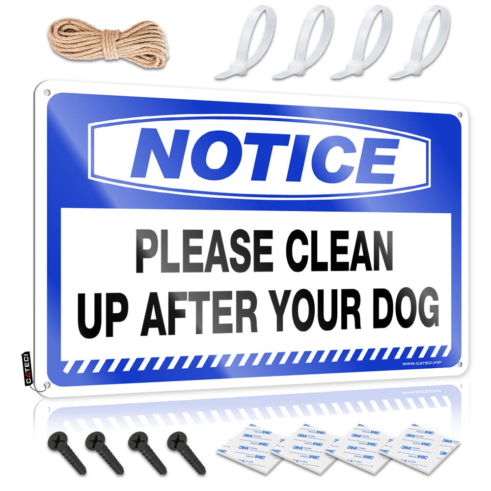 HELIOFORGE Tin Metal Decor Notice Please Clean Up After Your Dog Tin Sign Bar Rules Sign Funny Garage Bar Signs(30X40CM)