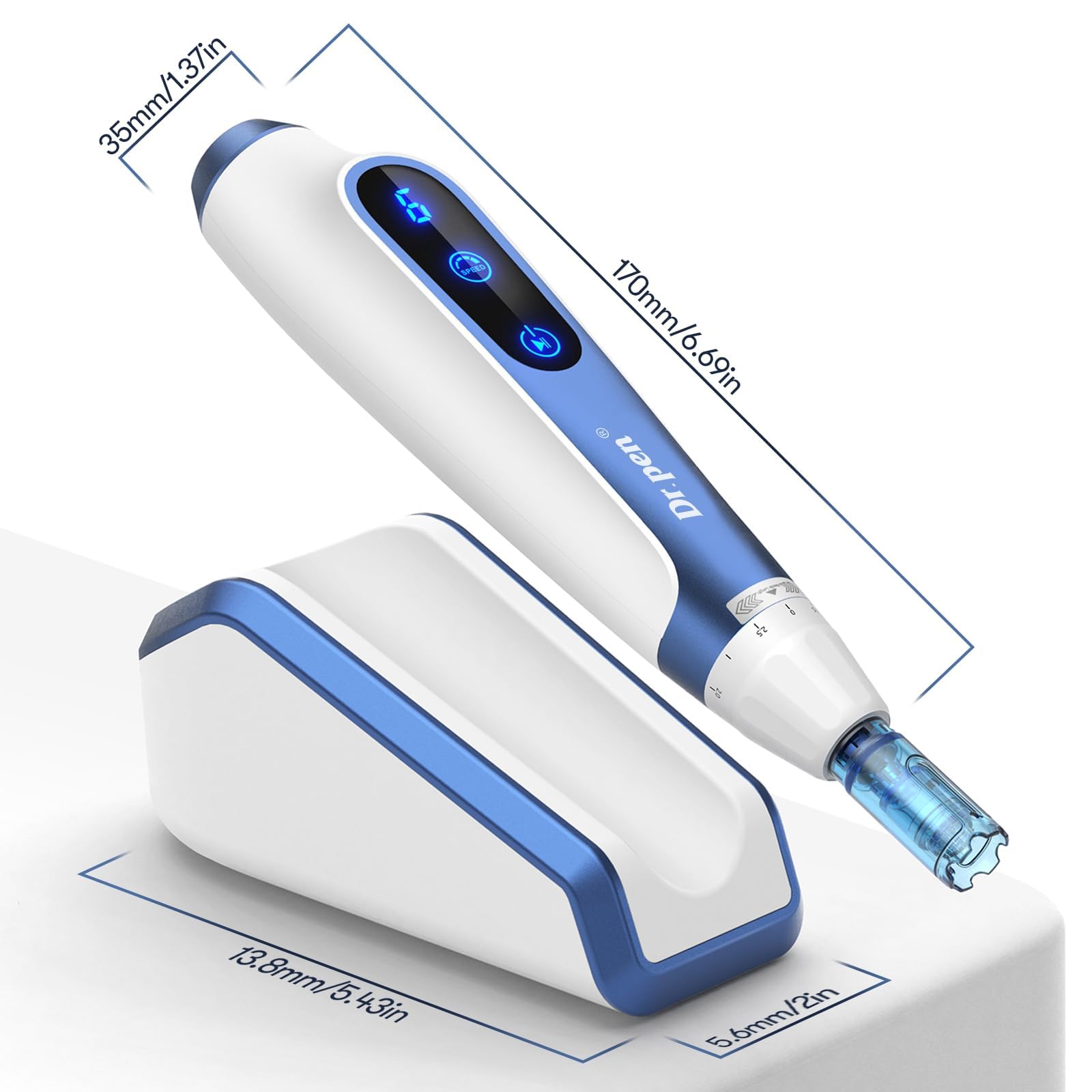 CHUSE Bolígrafo de microagujas A11 – eficaz contra las arrugas | Base de sensor inteligente, cómodo diseño inalámbrico, ideal para salones de belleza y en casa | perfecto regalo de Acción de Gracias y