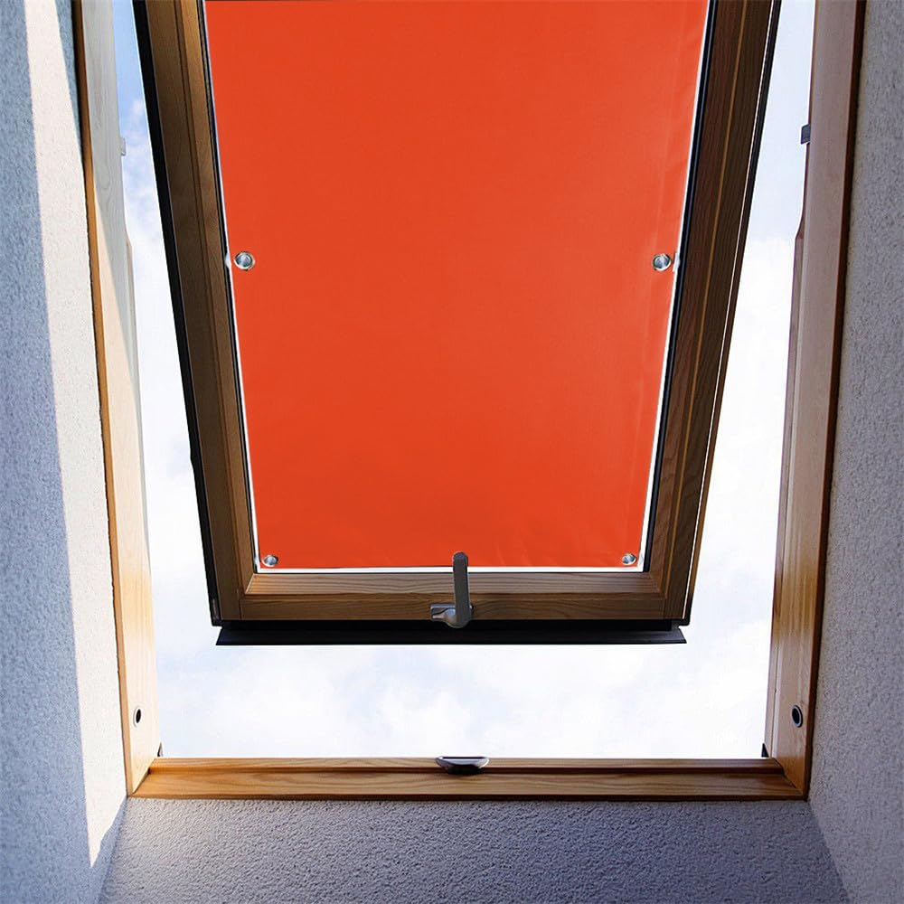 ZHhan Blackout Curtains for Roof Window Thermal Insulated Blackout Window Blinds with Sucker UV Protection for Bedroom, Baby Nursery Easy Installation (Orange,22.4"x41.3")