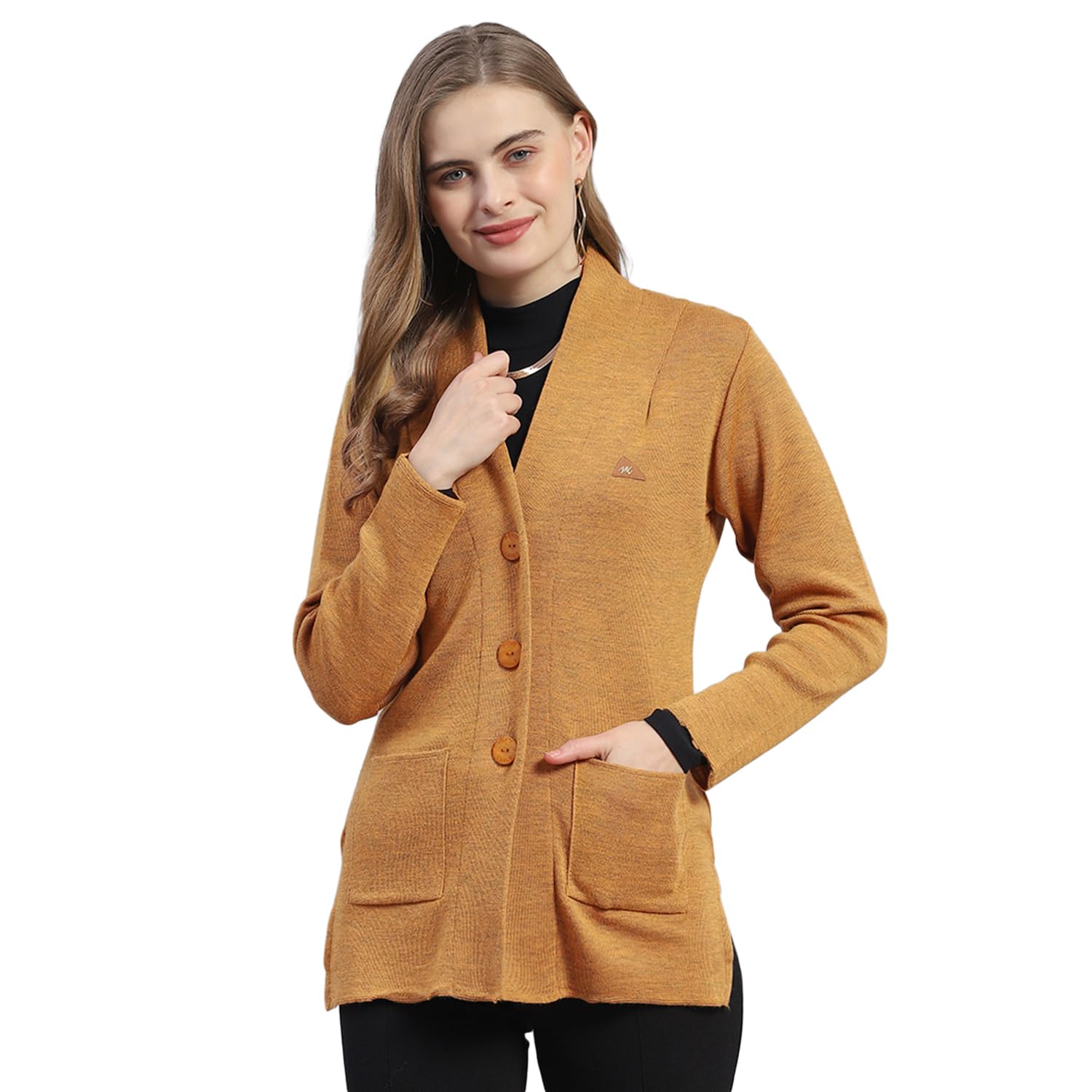 Women's Regular Fit Cardigan | Solid Pattern with Button Closure | Full Sleeve V-Neck Cardigan for Women