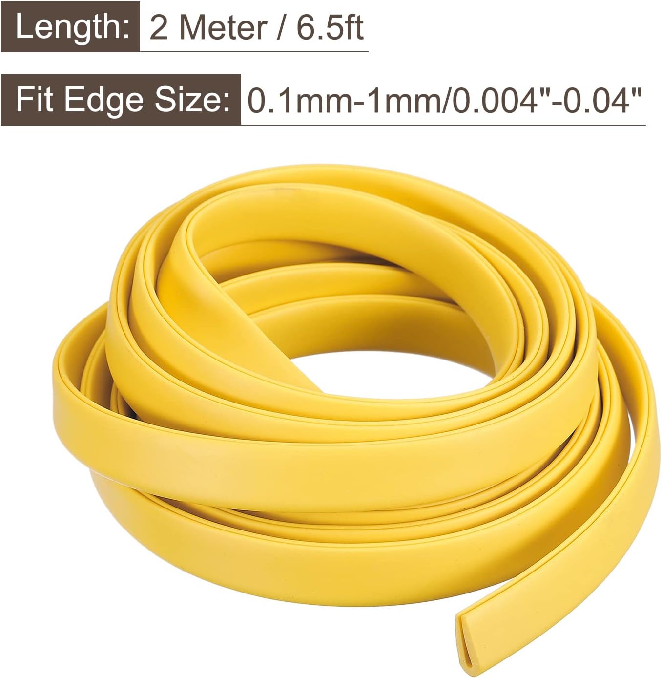 uxcell U Channel Edge Trim, 6.5ft Length Rubber Guard Seal Strip Edge Protector Fit for 0.1-1mm Edge, (11/64" W x 15/32" H) Yellow