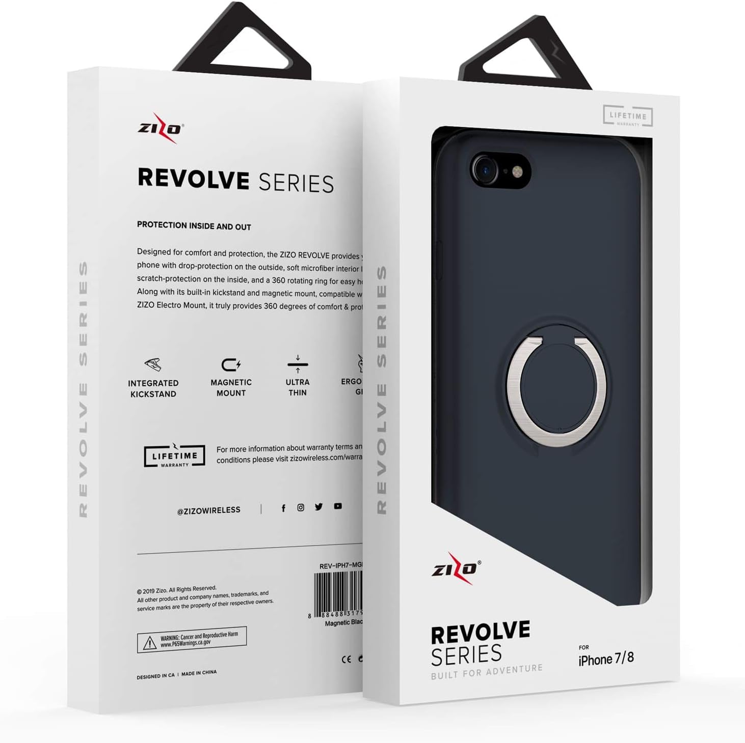 ZIZO Revolve Series for iPhone SE (2020) / iPhone 8 / iPhone 7 Case Ring Holder Kickstand Thin Minimal Design - Charcoal Blue