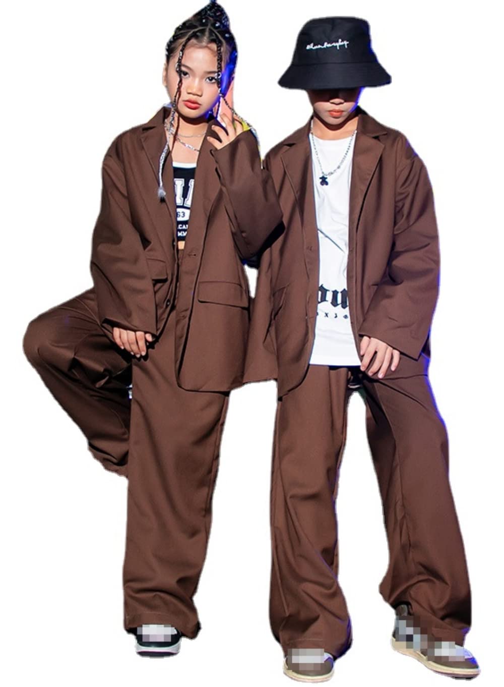 Amazon.co.jp: キッズダンス 衣装 セットアップ 子供スーツ ブラウン T