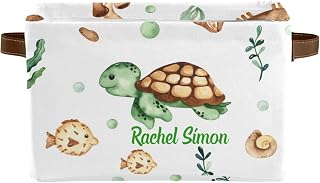 Sea Turtle Fish Crab Personalized Storage Bins Custom Baskets Cubes Organizer With Handle for Home Nursery Supplies Clothes Toy 1 Pack