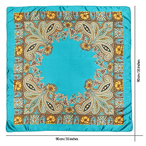 Awaytr Satin Large Square Head Scarves - 4Pcs Silk Like Neck Scarf Lightweight Hair Sleeping Wraps For Women (Cashew(Black/Blue/Camel/Beige)) #TOP1