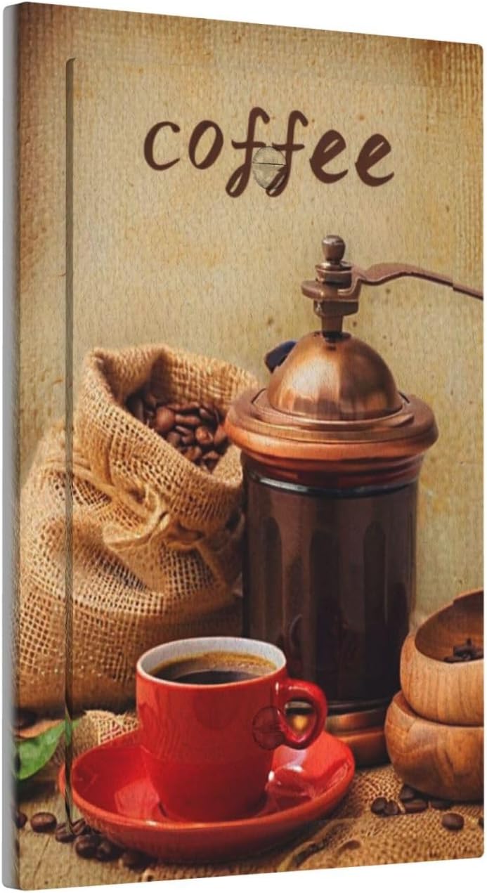 Blank Wall Plate Vintage Coffee Rustic Coffee Beans & Espresso Cup Design 1 Gang Decorative Outlet Cover for Kitchen, Cafe, Cozy Home Decor image 2