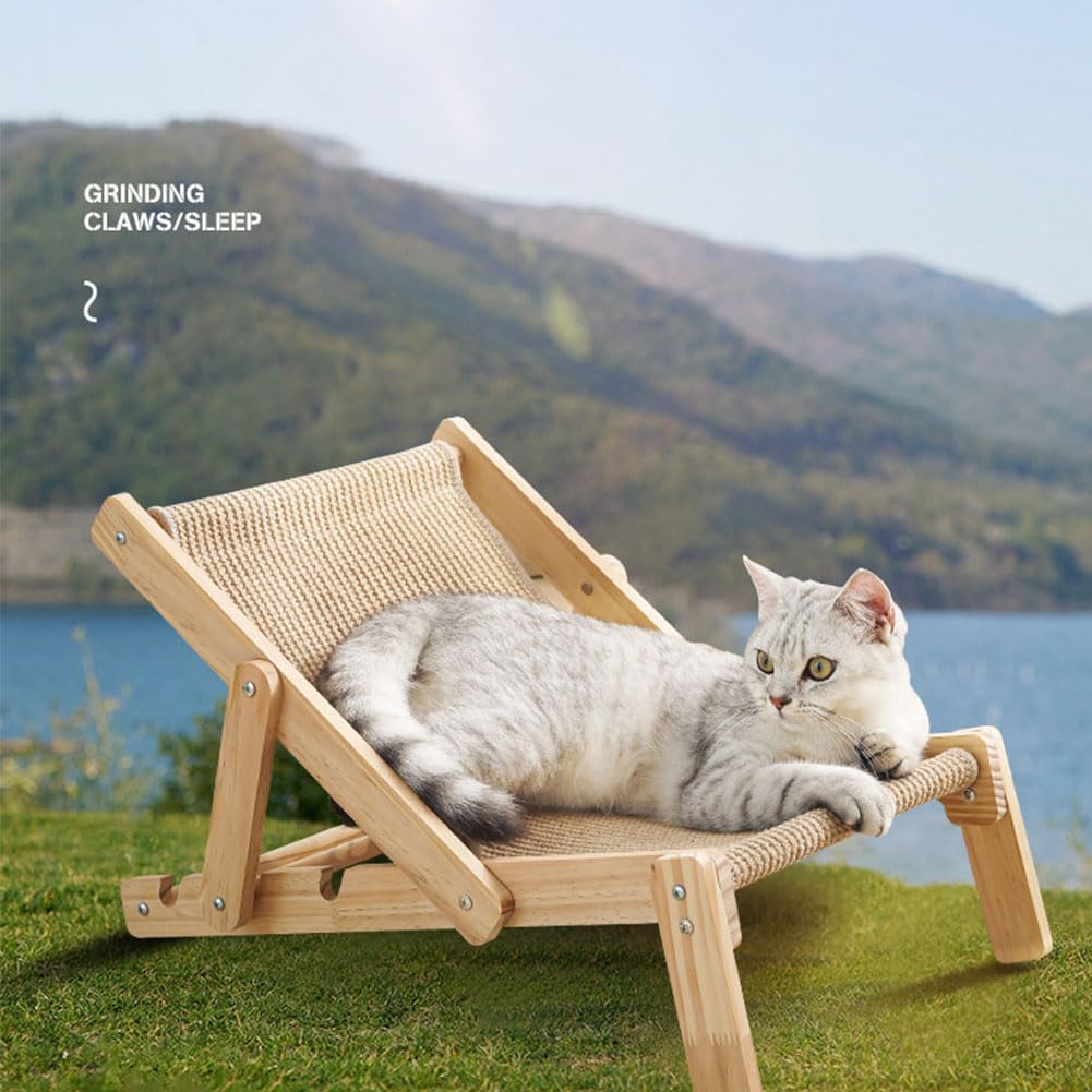 Sedano - Sedia a sdraio per gatti, in sisal, per interni, regolabile, per animali domestici, può contenere fino a 20 kg di peso (cuscinetti di ricambio)