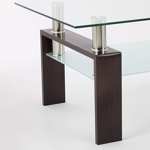 Miniatura 9 de IANIYA El rectángulo negro de la nuez moderó la tabla de centro de cristal moderada de las piernas del tubo del metal