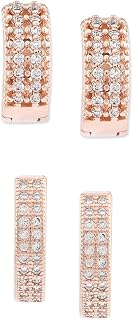 Zaveri Pearls Set of 2 Rose Gold Contemporary Hoop Earrings For Women-ZPFK12800 Price In India
