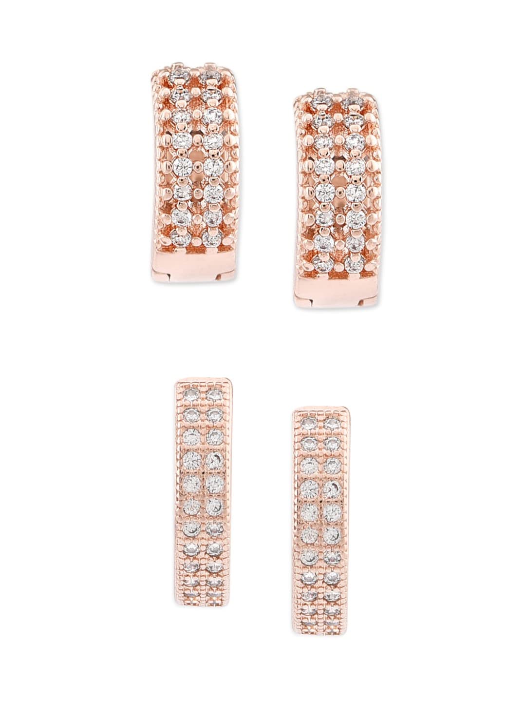 Zaveri Pearls Set of 2 Rose Gold Contemporary Hoop Earrings For Women-ZPFK12800 - Review, Price and Buying Guide