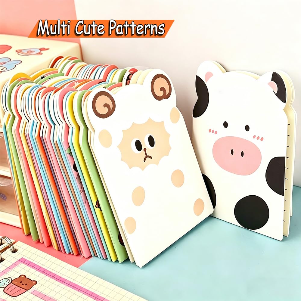 Fecuheko 105 Packs Mini Notebooks for School,Cute Animal Mini Notebooks Bulks with Animal Shaped Bookmarks for Classroom Prizes Gifts College Ruled Pages