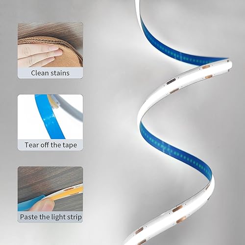 Miniatura 5 de Tira de luces LED de 5 V, tira de luz LED USB blanca, tira de luz LED de mazorca regulable de 6.56 pies, tira LED corta de alto brillo para vitrina,