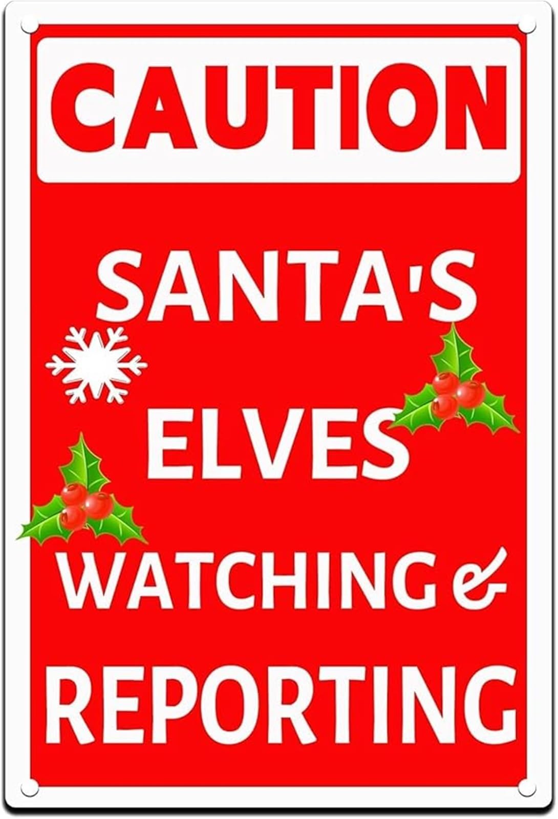 BYLSAGWHT Funny Christmas Sign Metal Sign Elves Watching You Be Vintage Wall Decor for Office Cubicle Break Room 8 X 12 inch