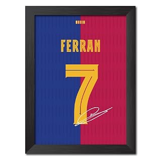 TenorArts Ferran Torres Poster Frame Barcelona Jersey Laminated Photo Print Signature Framed Painting with Matt Finish Black Frame (12 inches x 9inches)