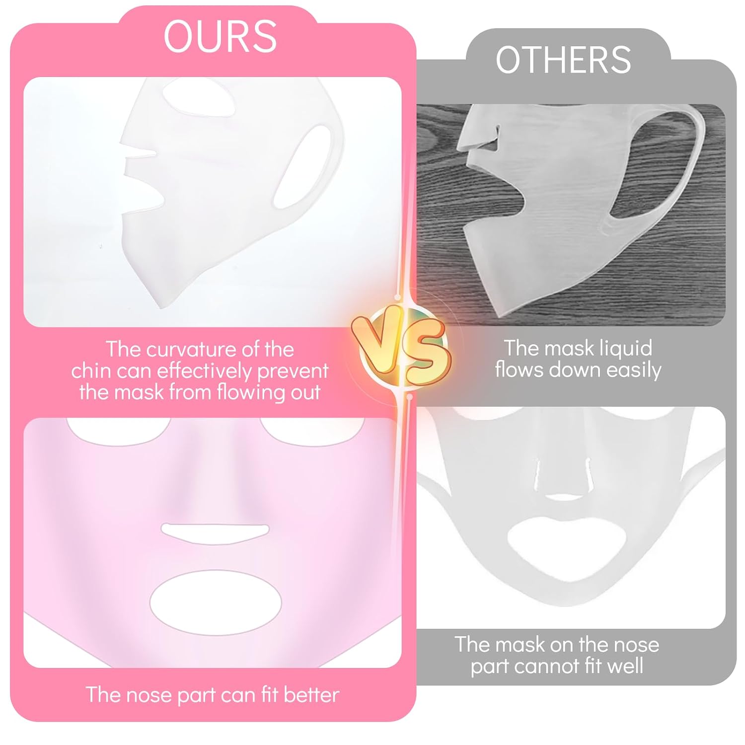 2 Pack Reusable Silicone Face Mask Cover, Anti-Wrinkle Face Mask Holder, 3D Masks Cover Prevent Evaporation Falling Skincare Beauty Spa for Women Men