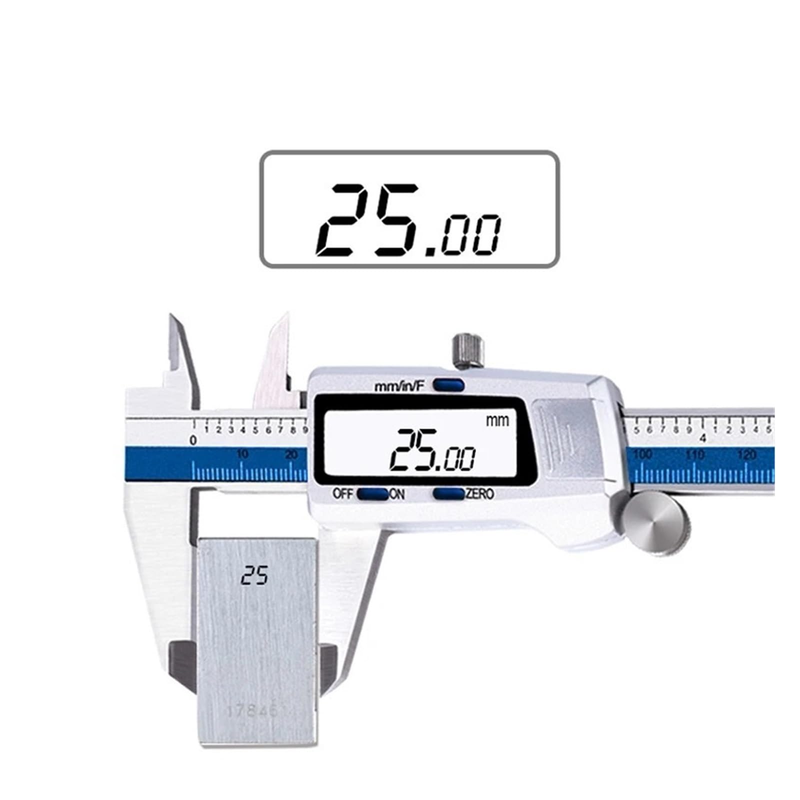 Calibrador digital de 150 mm y 6 pulgadas Calibrador de acero inoxidable Pantalla electrónica Vernier de fracción/mm/pulgadas