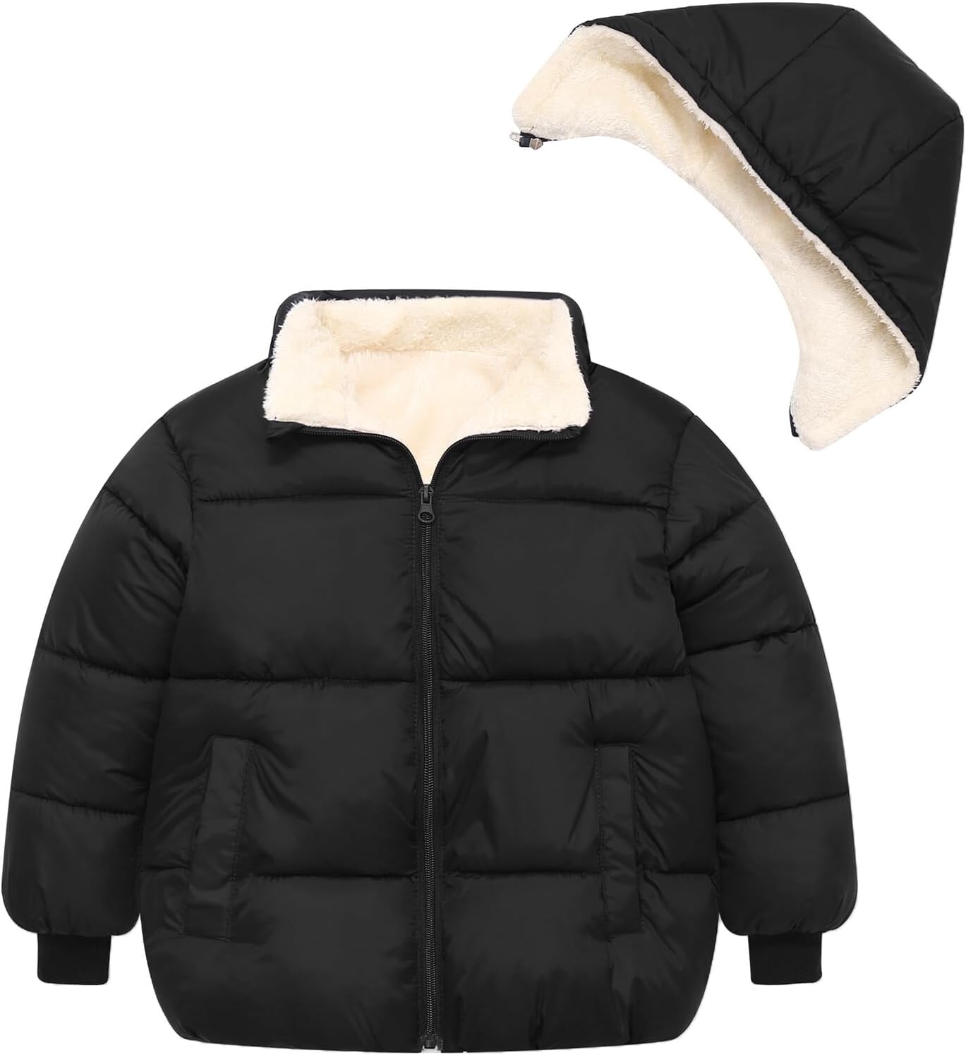 Happy Cherry Boy Girls Down Jacket Windproof Winter Snowsuit Warm Outerwear Hooded Coat Snow Wear