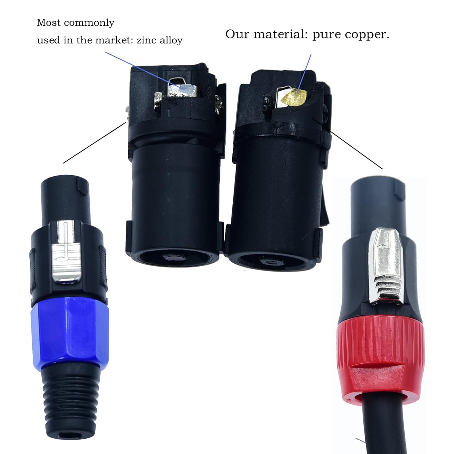 Arklove Speakon Splitter Cable,(1 Male to 2 Female) spaker Cable Break Out Twist Lock Audio Cable NL4FC Speak-on Break Out for Speaker Cable, 2 Packs