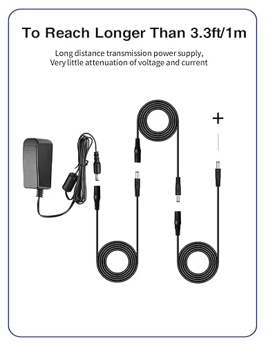 Miniatura 4 de Paquete de 2 cables de extensión de alimentación VOLTKARE de 12 V CC, conectores macho a hembra de 0.217 x 0.083 in, cable adaptador de corriente de