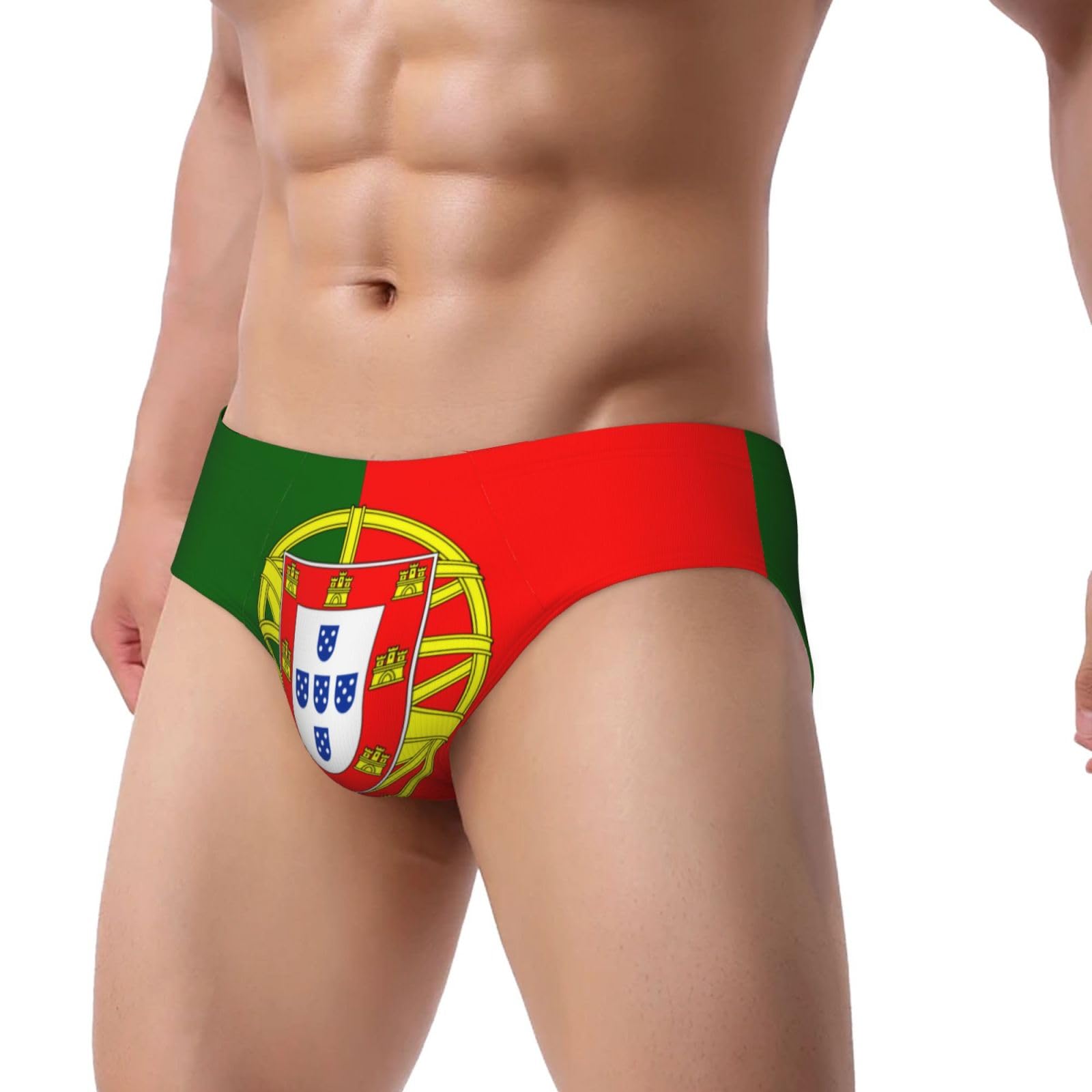 ChenGua Mens Bikini Swimwear Sports Triangle Swim Briefs - Portuguese Flag Print Bathing Suit Sexy Swimsuit Underwear 3X-Large Black