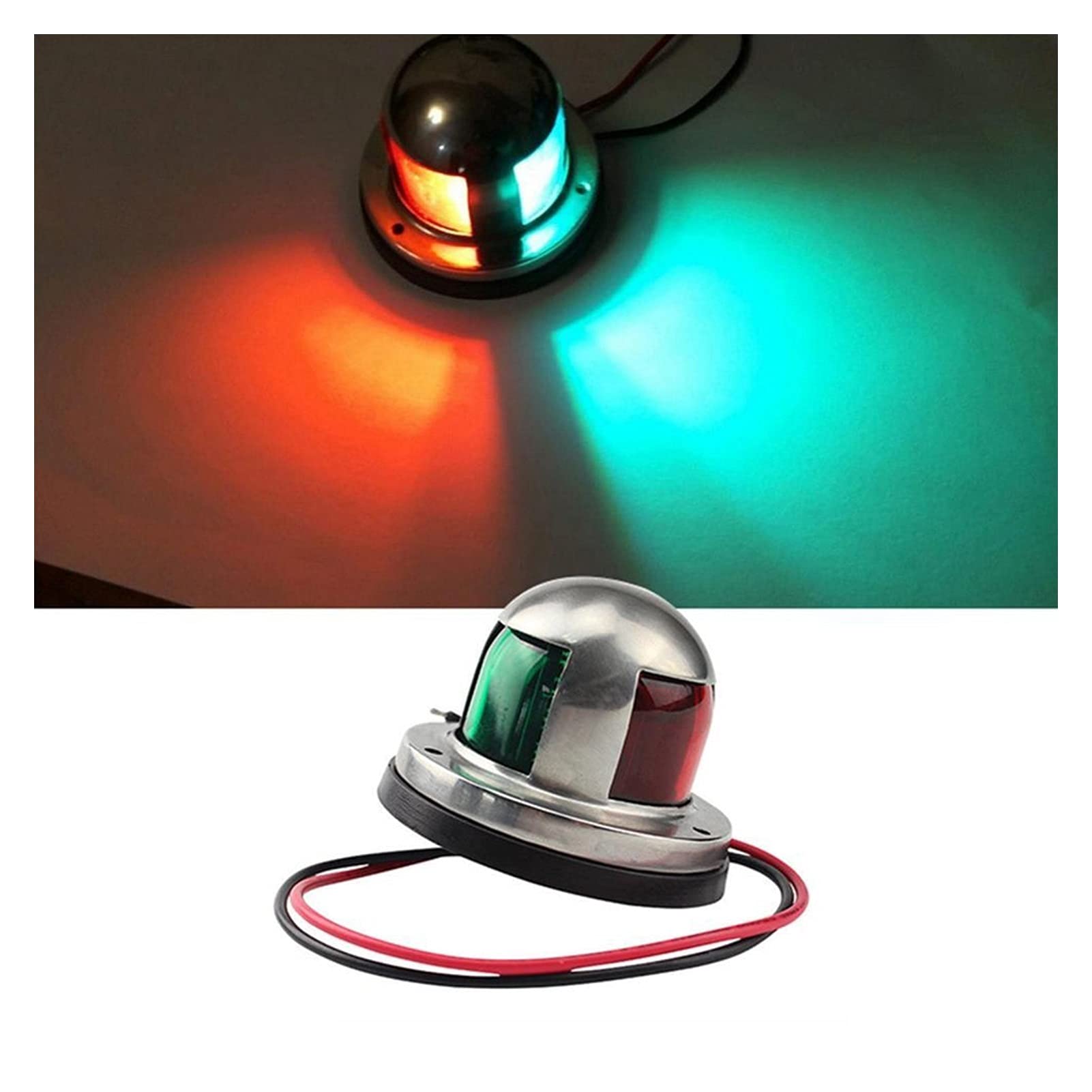 Acciaio inossidabile 12V barca marino yacht navigazione rosso verde GUIDATO Lampada del segnale luminosa di avvertimento universale Per la navigazione e la pesca