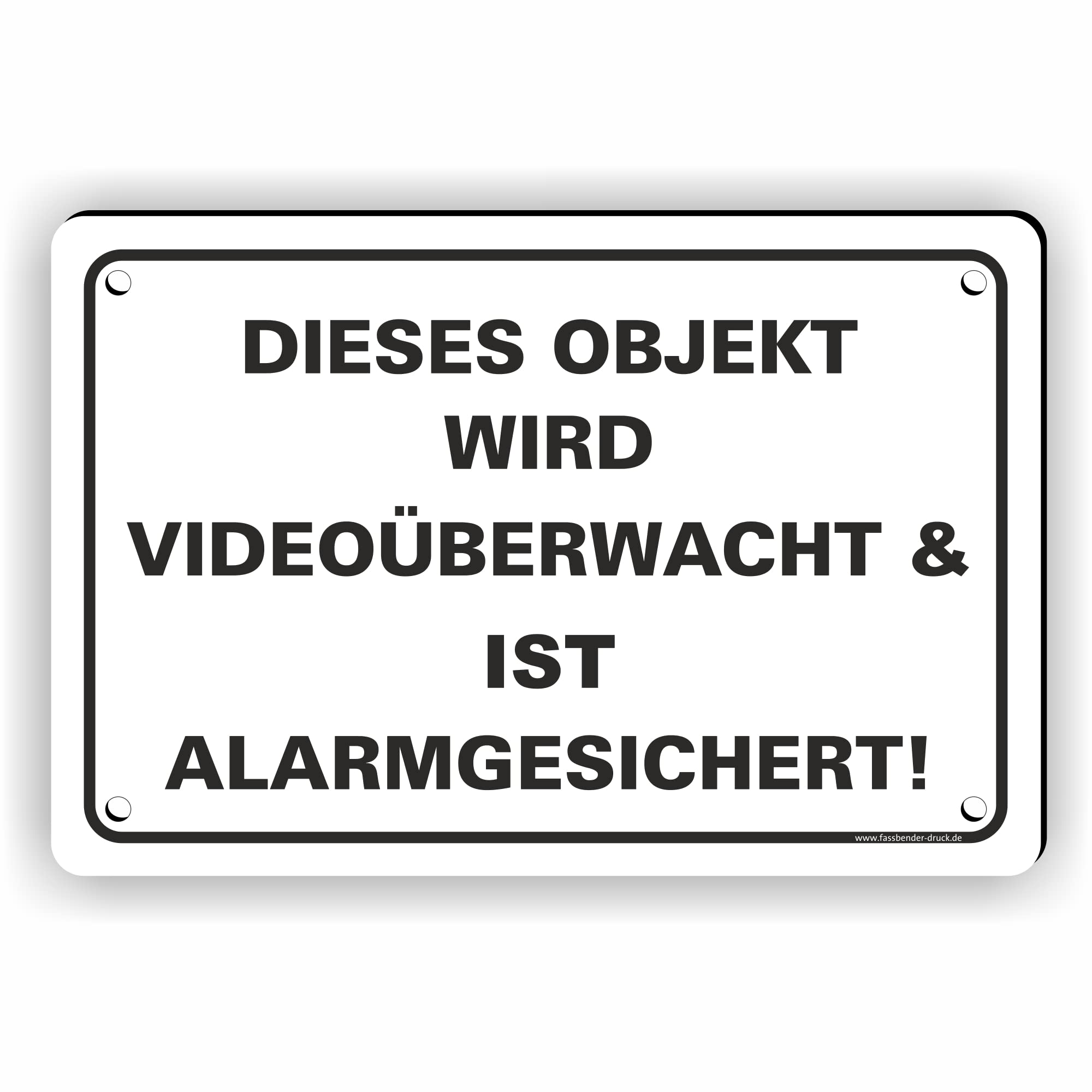 OBJEKT VIDEOÜBERWACHT vorgebohrtes Schild zum Markieren eines videoüberwachten Bereiches - Videoüberwachungsschild mit Bohrlöchern - (90x60cm SCHILD)