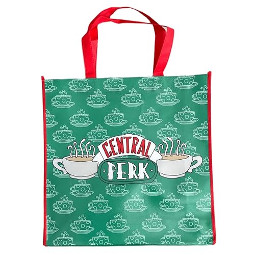 Caribou Living F.R.I.E.N.D.S Bolsa de compras reutilizable con acabado de PVC - 38 x 38 cm Friends Central Perk, Green Cover