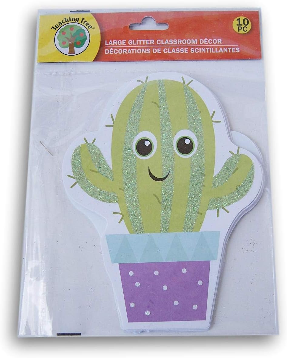Glitter Cactus Classroom Decor Embossed Paper Cut-Outs - 10 Count