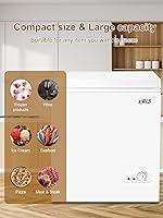 Vista 21 de Mini Chest Freezer 3.5 Cu.Ft 7 Gears Temperature Control Compact Deep Freezer with Top Open Door and Removable Storage Basket Black