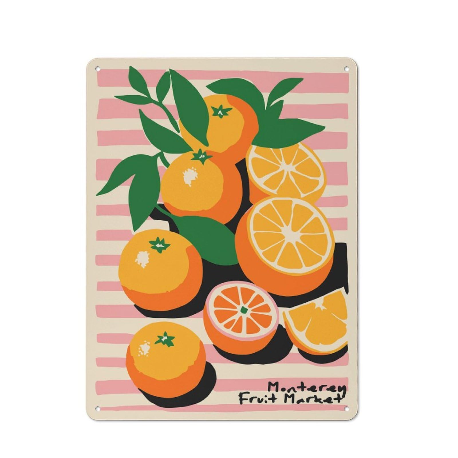 Junmoney Style-17 40X30cm Rustic Tin Sign With Monterey Fruit Market Still Life For Studio Or Craft Room, Tin Sign Wall Decor For Studios And Craft Rooms