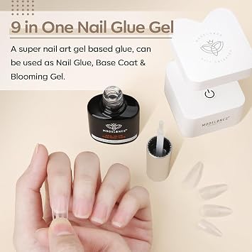 modelones 9-in-One X Nail Gel Glue Prep Dehydrator Set for Nail Tips