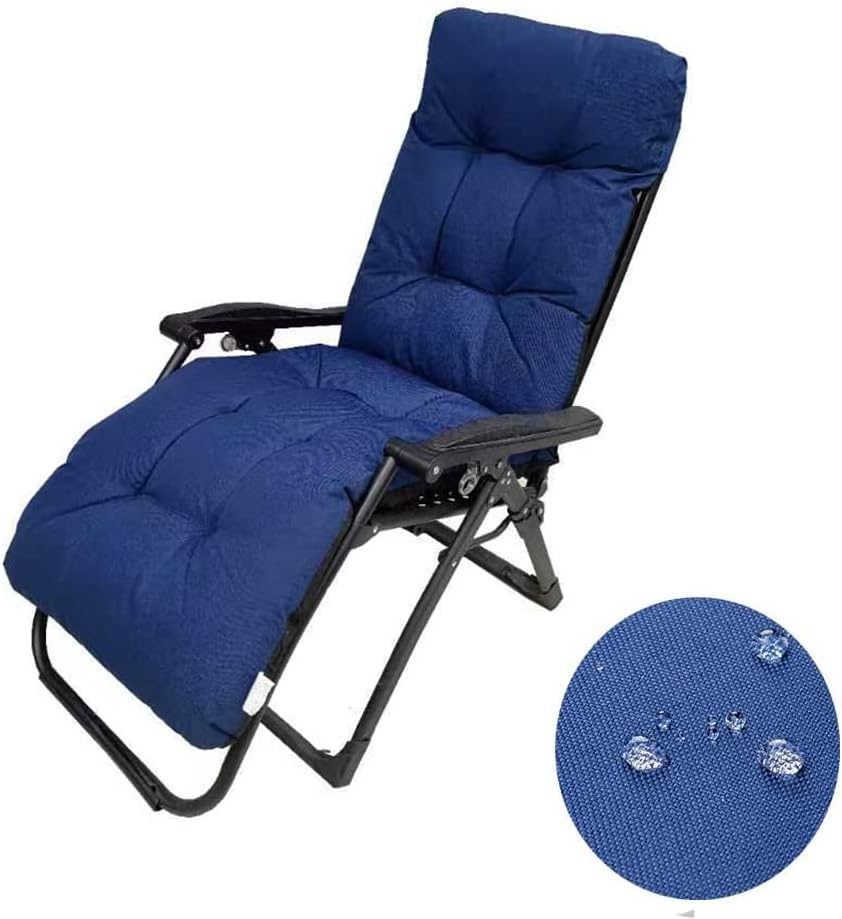 Waterproof Patio Lounge Chair Cushion, 65inch Long Bench Cushion for Outdoor Furniture, Outdoor Padded Recliner Chair Cushion Non-Slip Back Elastic Sleeve (Navy Blue)