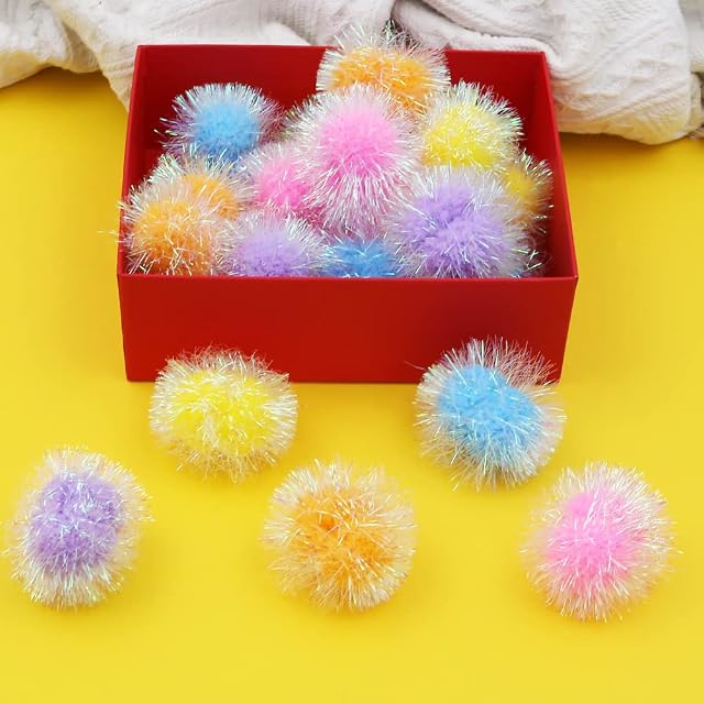 Foto 3 de 7 de Kelamayi Bolas brillantes para gatos, 20 pompones de juguete favoritos del gato
