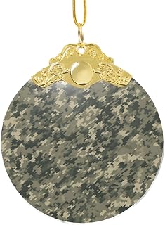 Military Woods Camouflage Glass Christmas Tree Ornaments 2025 Round Hanging Pendant Xmas Tree Decorations for Party Wedding Fireplace Outdoor