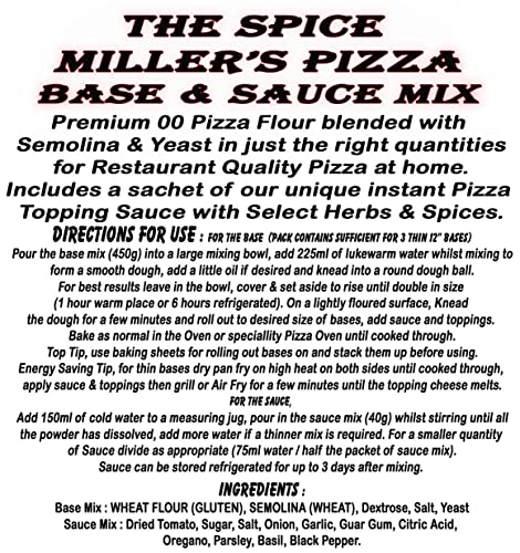 image for Generic The Spice Miller's Pizza Base & Sauce Mix Combo 490g, Pizza Ba