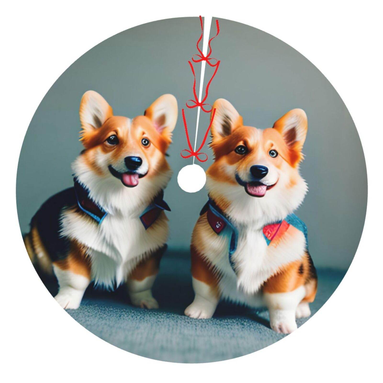 Jupe sapin de Noël avec imprimé chien Corgi tapis décoration fête intérieur extérieur