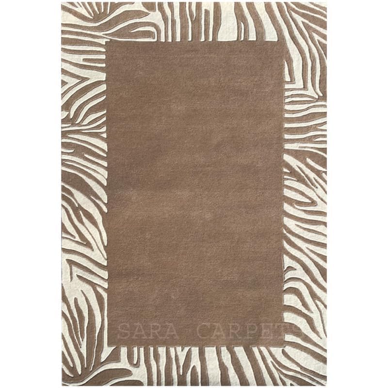Image of Modern Abstract Hand Tufted Wool Floor Carpet for Home decore Living Room|Home and Bedroom & Hall 8x10 feet (240 x 300cm) L Brown H11