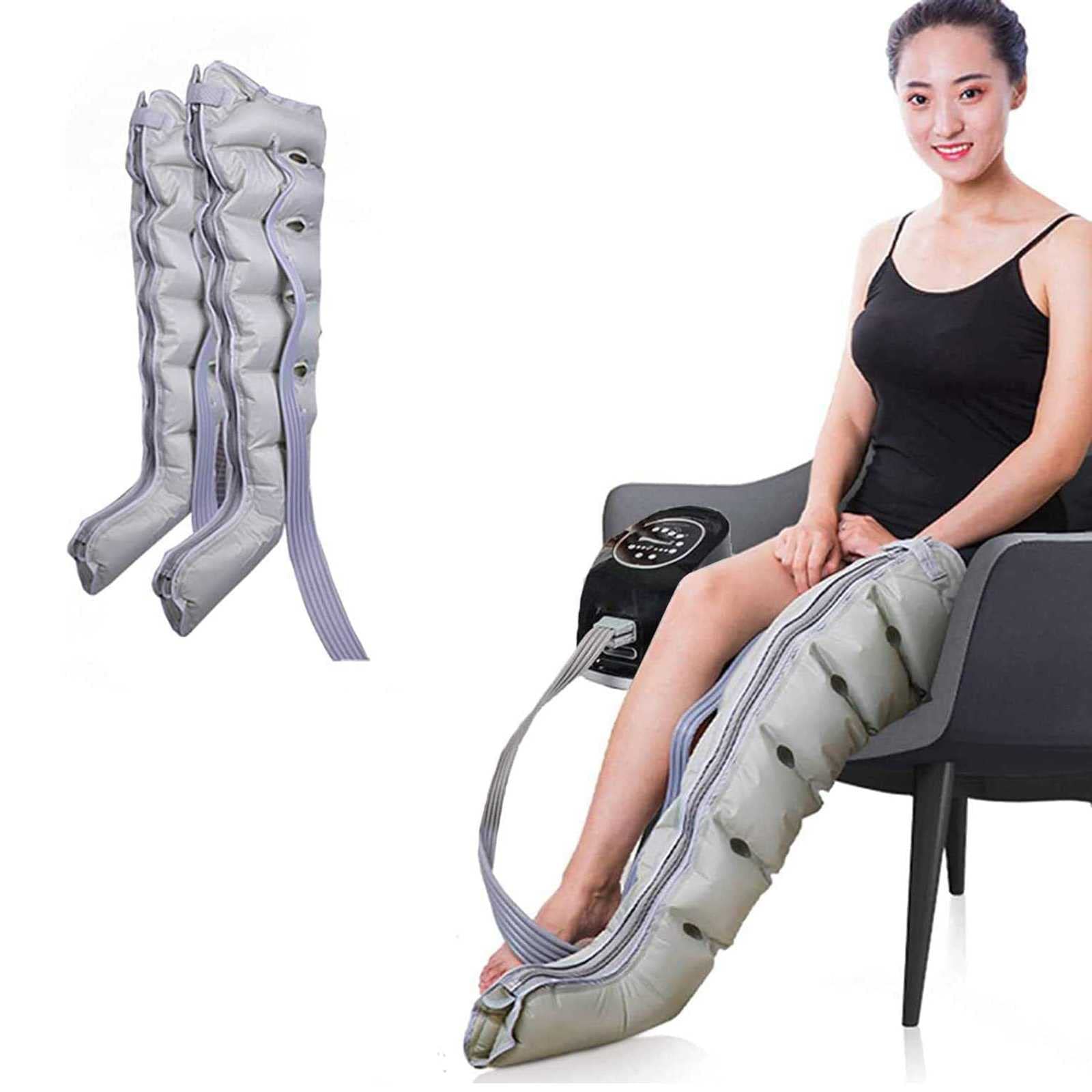 Masajeador de piernas, masajeador de pies de rodilla de pantorrilla con compresión de aire, con terapia de compresión, botas de masaje de piernas para piernas hinchadas, edema, alivio del dolor de R