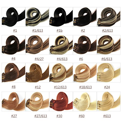 Fabwigs Clip In Human Hair Extensions - 15 18 20 22 Inch 7pcs 70g Set - Silky Straight Human Remy Hair (18 Inch #12/613 Light Brown With Bleach Blonde)