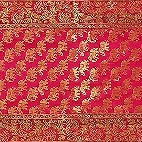 Image of Living Room Decor Handmade Banarasi Silk Table Runner for Center /Dining Table (16 x 60 Inches) (Heavy Zari Brocade ) (Pink)